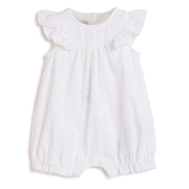 Girls White Solid Short Sleeve Rompers image number 0